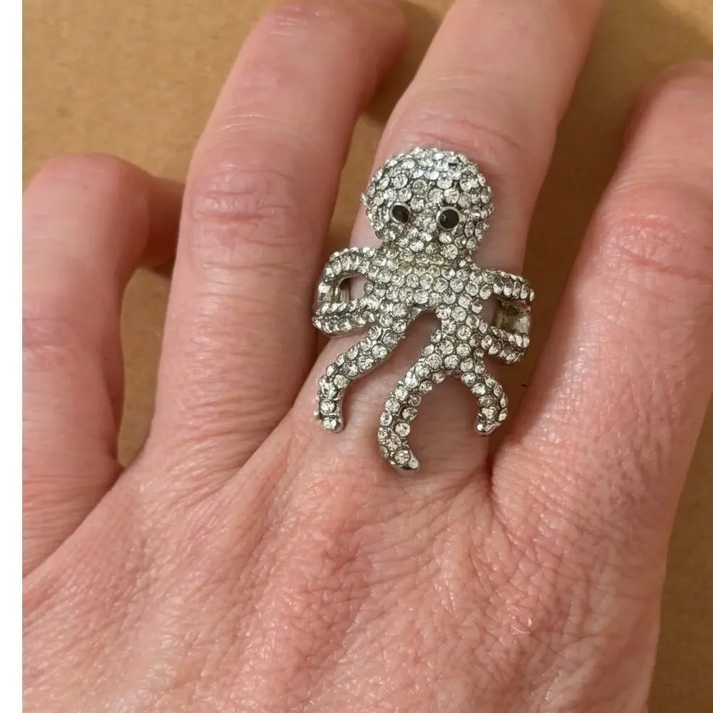 Sparkle‎ 1.5 inch tall Octopus Stretch Band Fashion Ring
